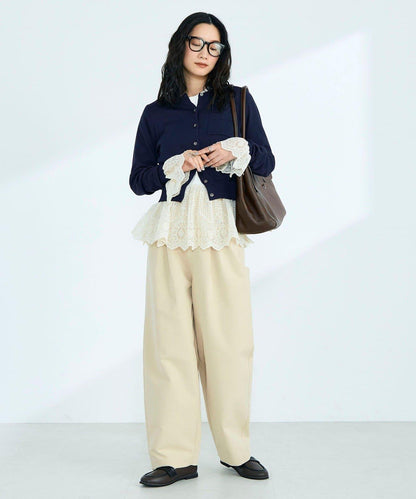 FR刺繡 BASIC 棉混 針織開衫