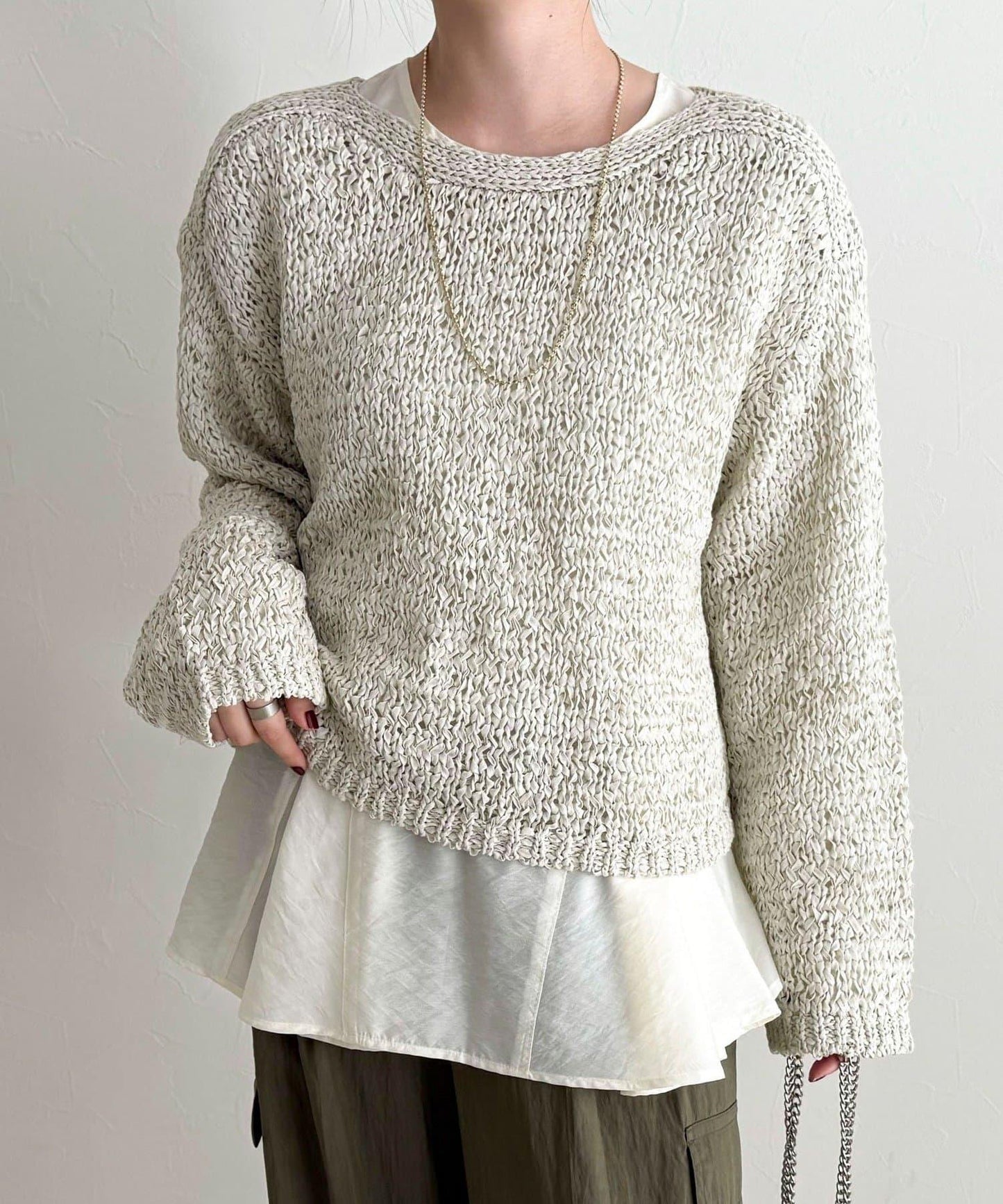 薄紗蓬鬆廓形荷葉擺襯衫