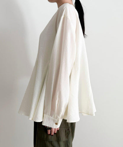 薄紗蓬鬆廓形荷葉擺襯衫