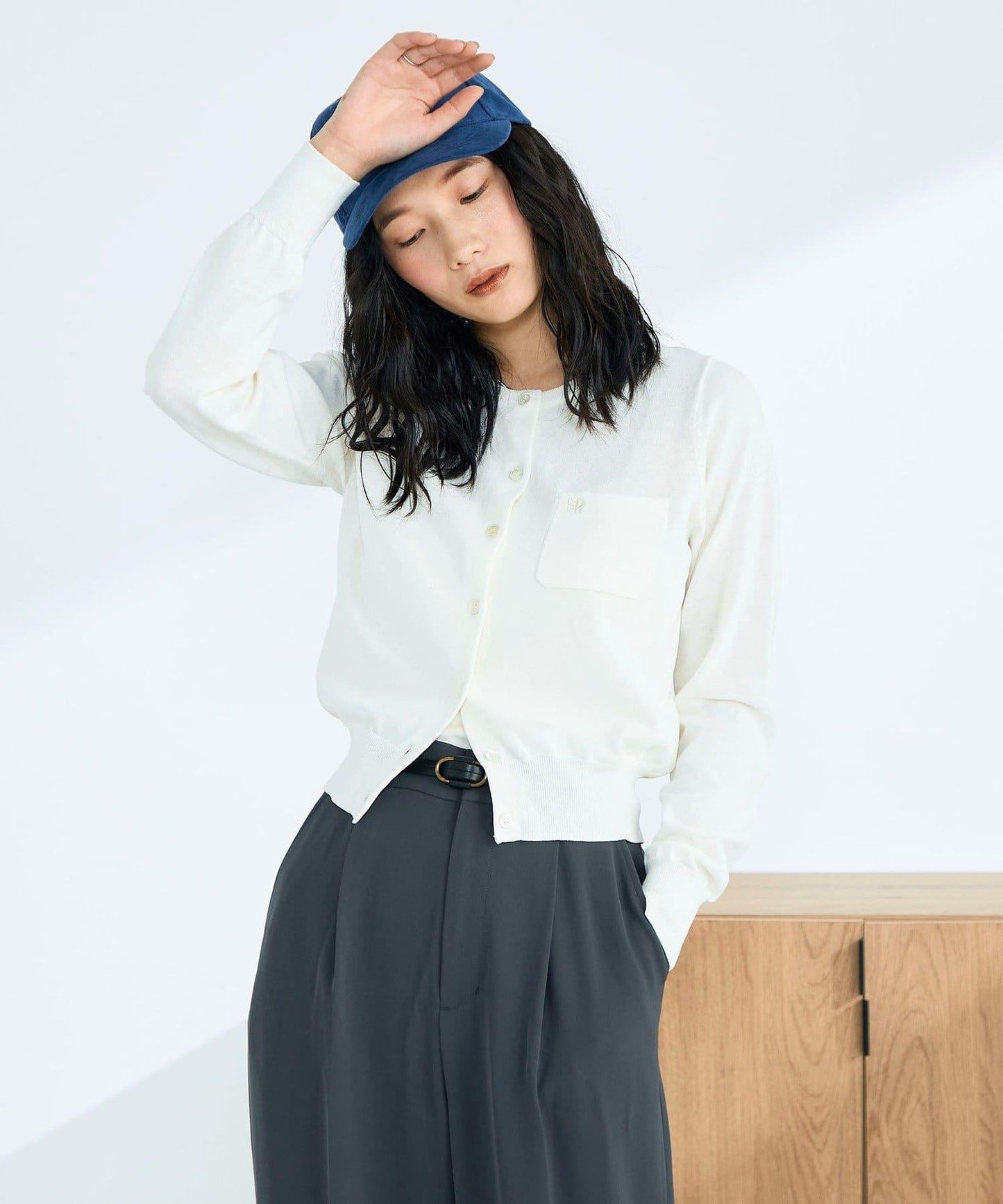 FR刺繡 BASIC 棉混 針織開衫