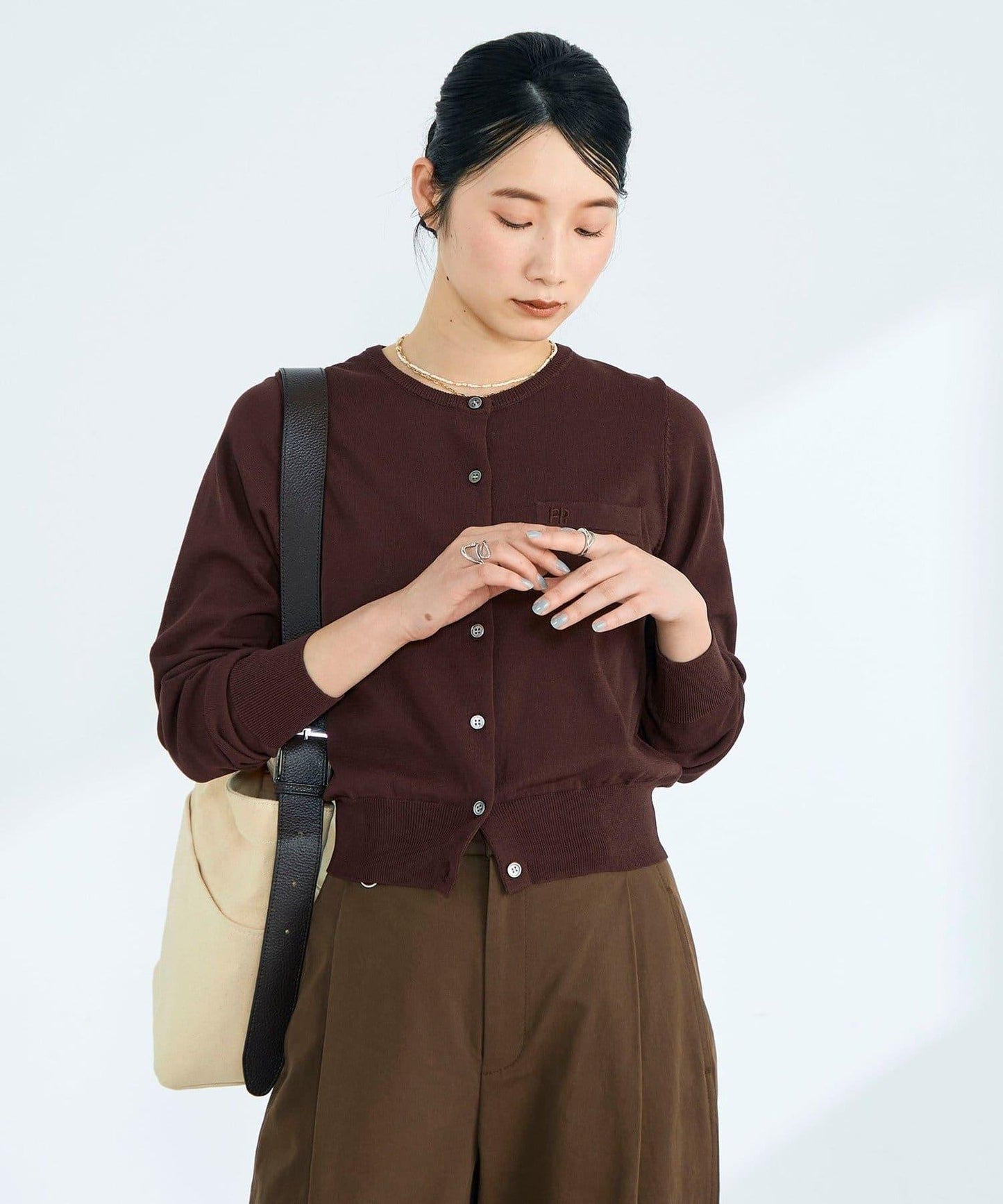 FR刺繡 BASIC 棉混 針織開衫