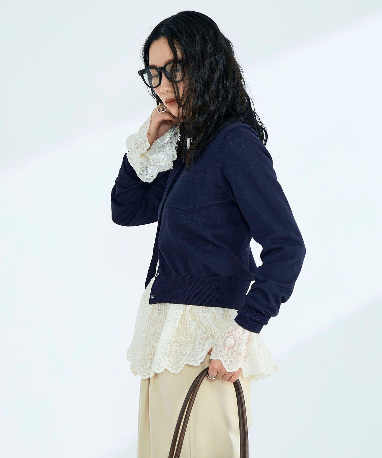 FR刺繡 BASIC 棉混 針織開衫