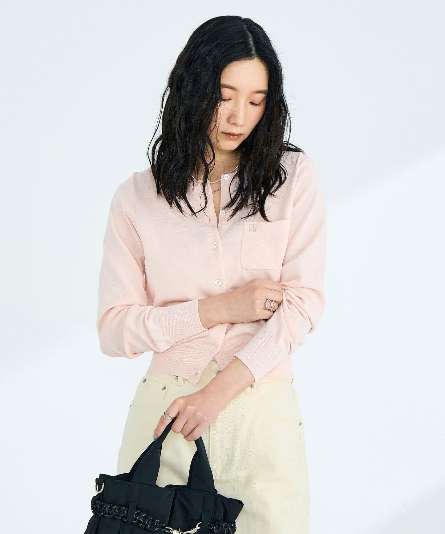 FR刺繡 BASIC 棉混 針織開衫