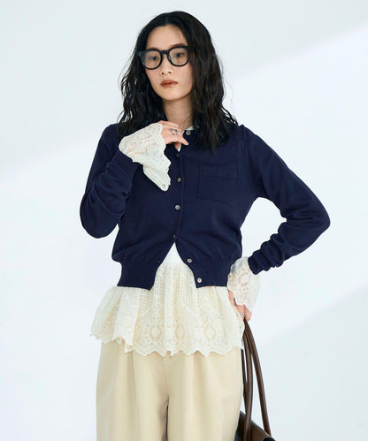 FR刺繡 BASIC 棉混 針織開衫