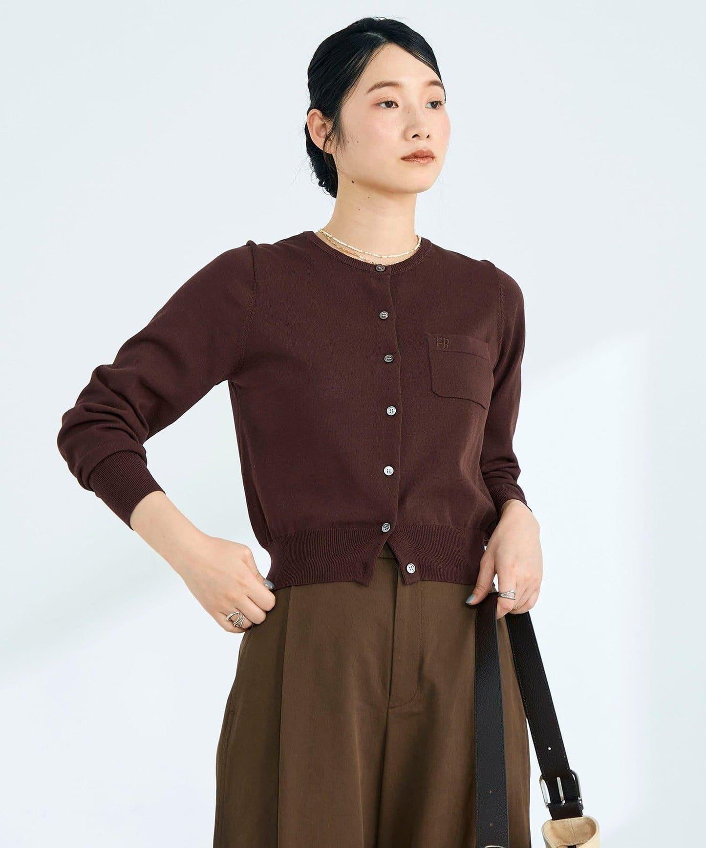 FR刺繡 BASIC 棉混 針織開衫