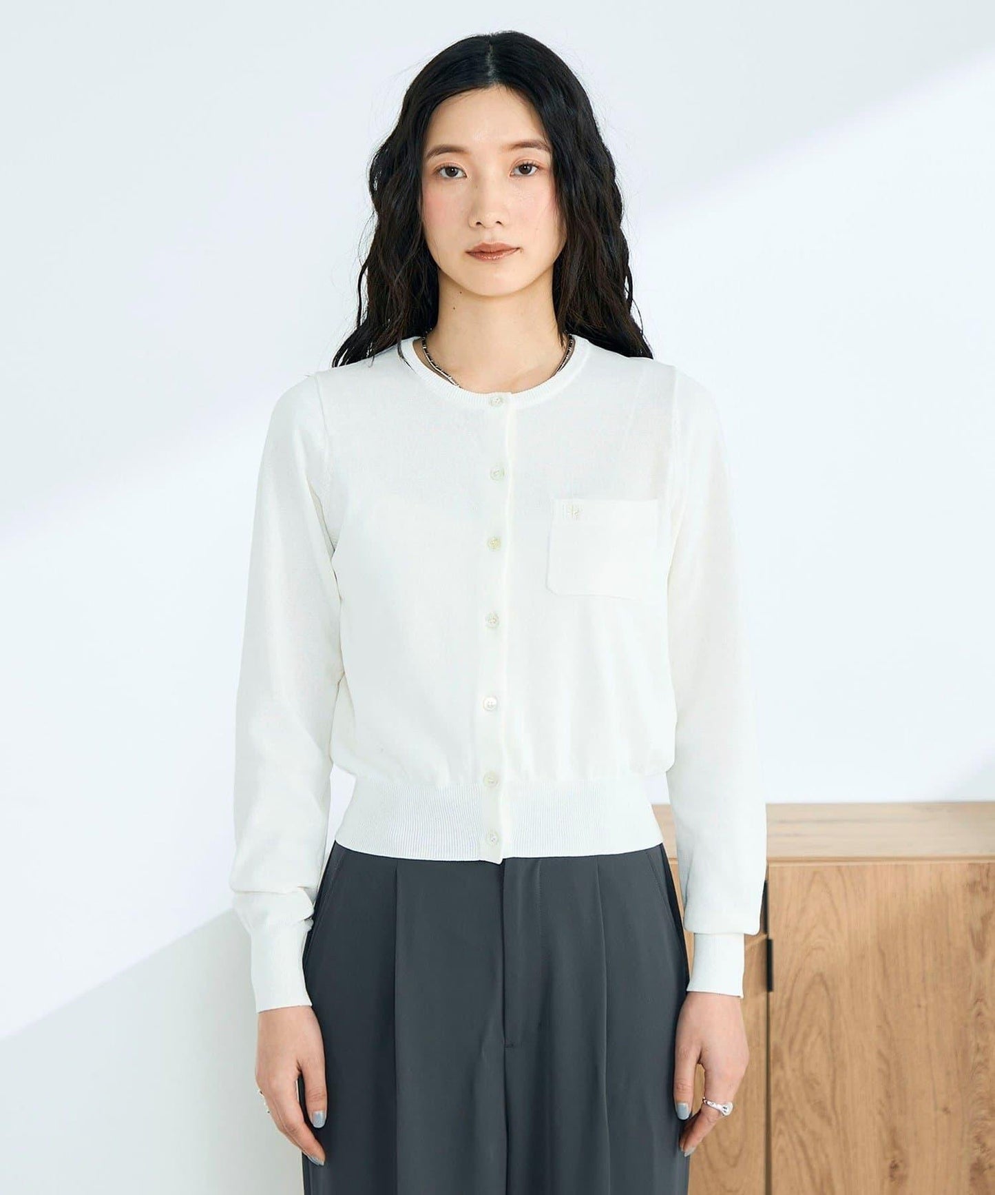 FR刺繡 BASIC 棉混 針織開衫