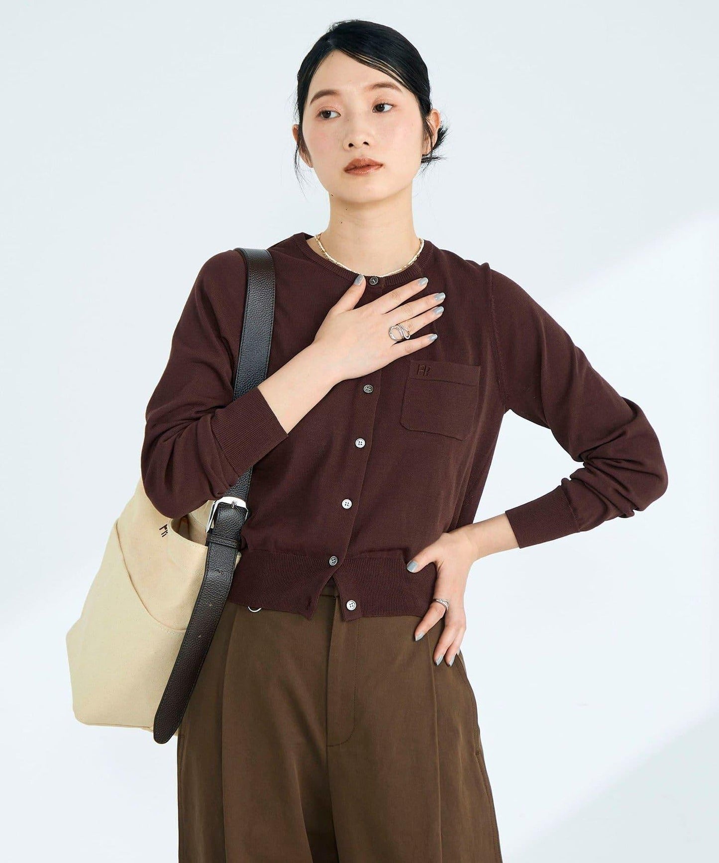 FR刺繡 BASIC 棉混 針織開衫