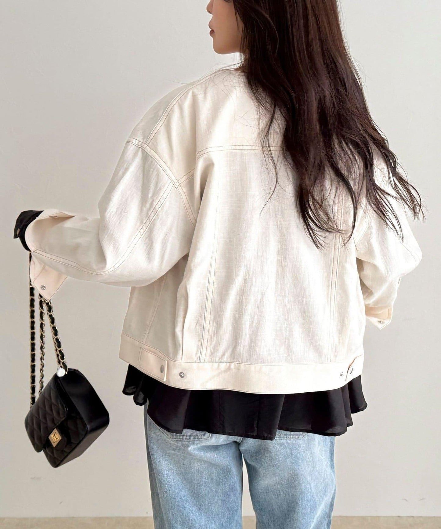 微色調牛仔無領夾克