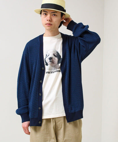 清爽觸感 V領 鳥眼紋 crunchy 針織開衫