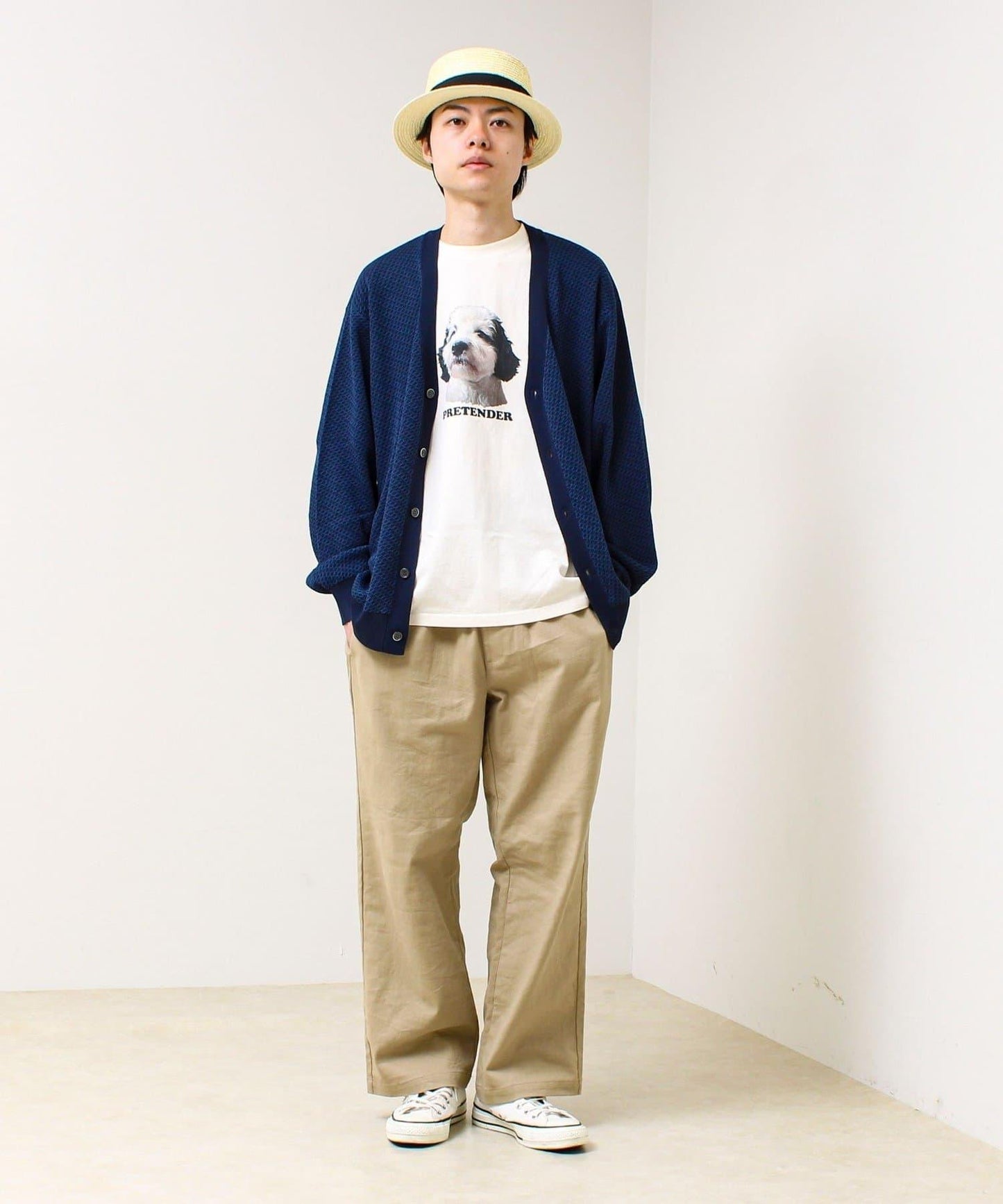 清爽觸感 V領 鳥眼紋 crunchy 針織開衫