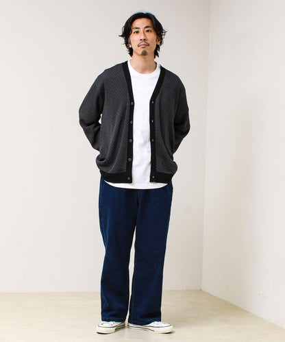 清爽觸感 V領 鳥眼紋 crunchy 針織開衫