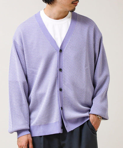 清爽觸感 V領 鳥眼紋 crunchy 針織開衫