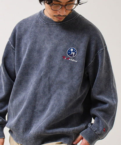 BOY徽標刺繡 雙面 做舊 套頭針織衫