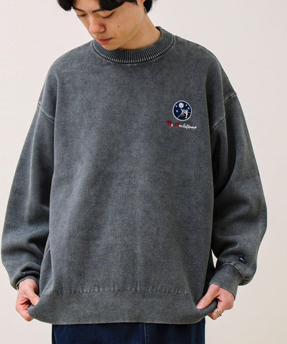 BOY徽標刺繡 雙面 做舊 套頭針織衫