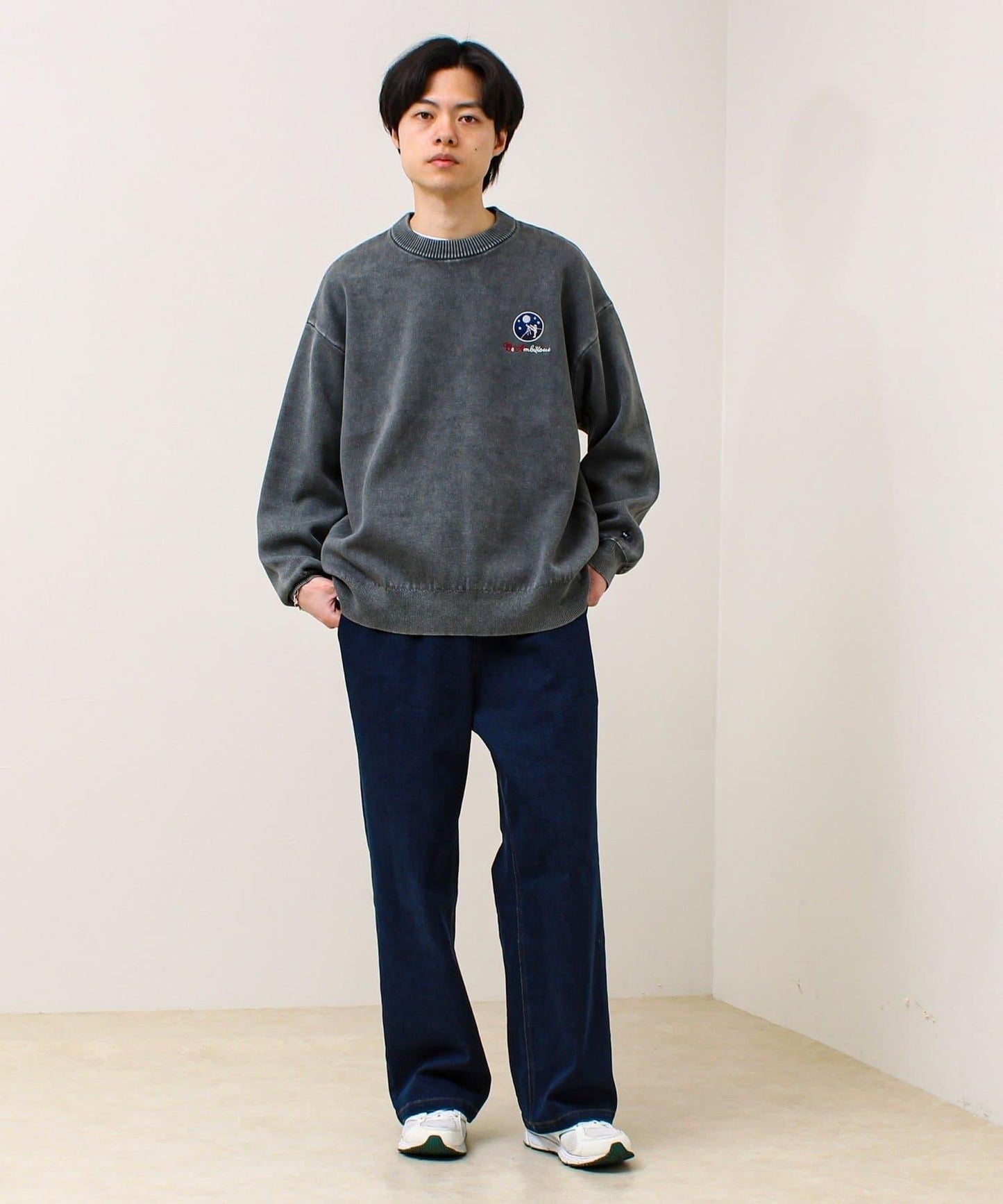 BOY徽標刺繡 雙面 做舊 套頭針織衫