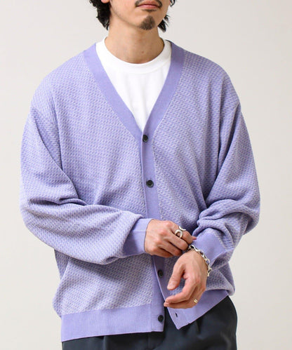 清爽觸感 V領 鳥眼紋 crunchy 針織開衫