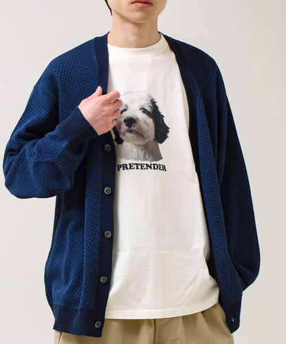 清爽觸感 V領 鳥眼紋 crunchy 針織開衫