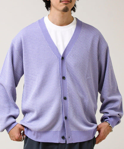 清爽觸感 V領 鳥眼紋 crunchy 針織開衫