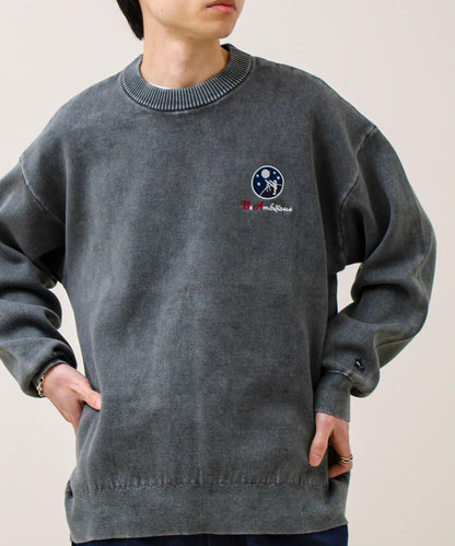 BOY徽標刺繡 雙面 做舊 套頭針織衫