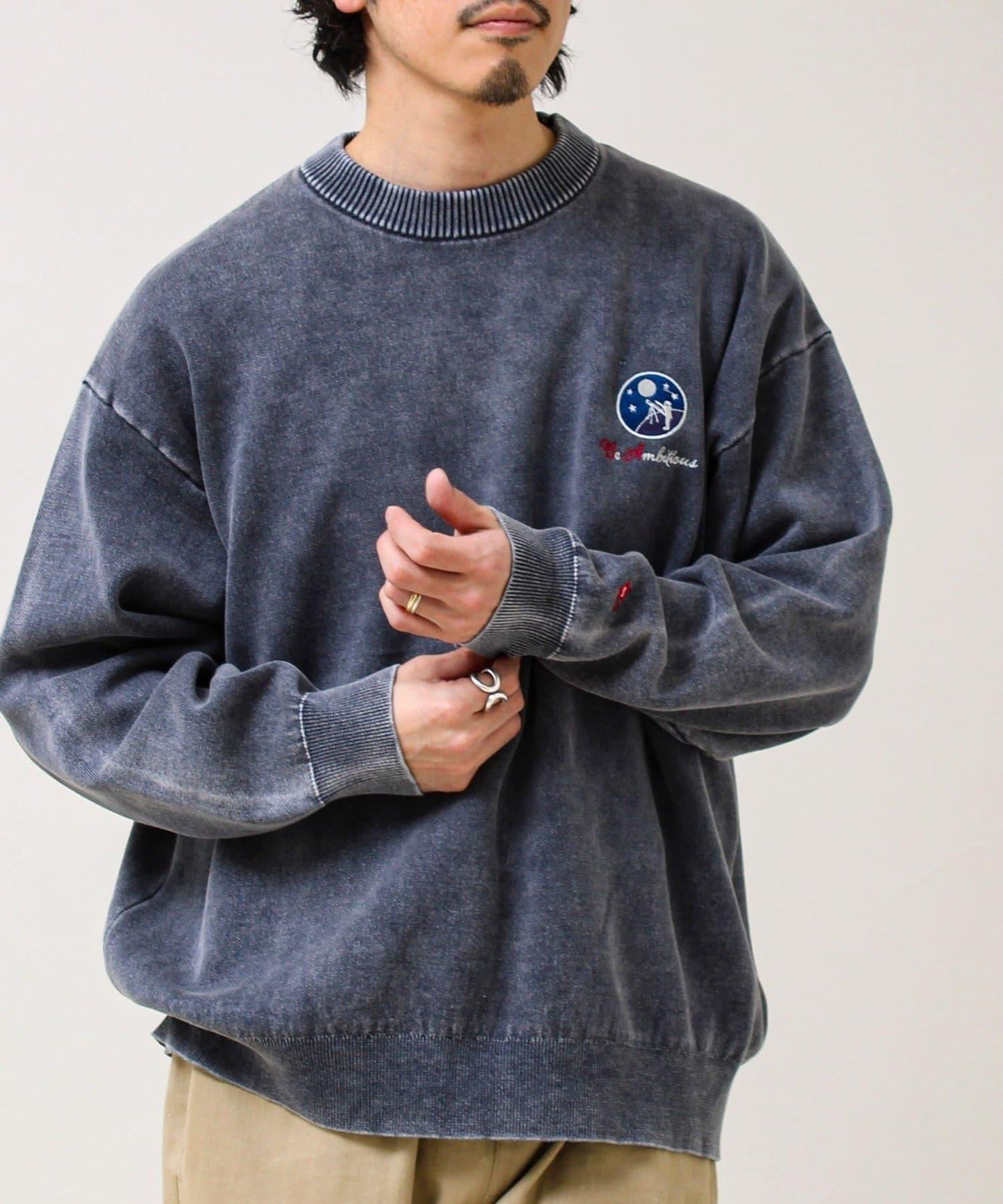 BOY徽標刺繡 雙面 做舊 套頭針織衫