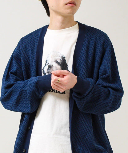 清爽觸感 V領 鳥眼紋 crunchy 針織開衫