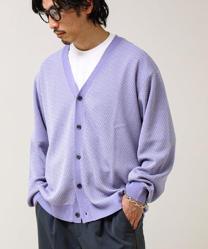 清爽觸感 V領 鳥眼紋 crunchy 針織開衫