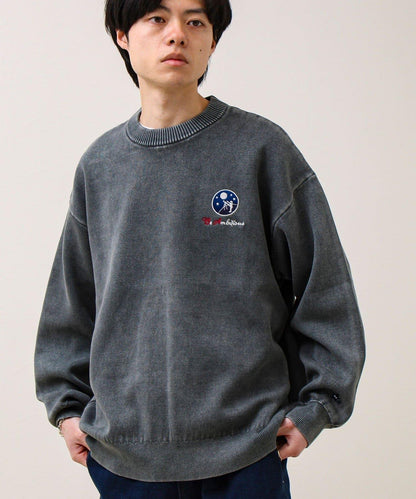 BOY徽標刺繡 雙面 做舊 套頭針織衫