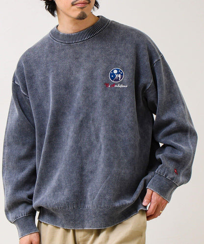 BOY徽標刺繡 雙面 做舊 套頭針織衫