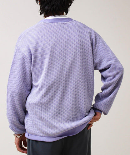 清爽觸感 V領 鳥眼紋 crunchy 針織開衫