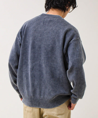 BOY徽標刺繡 雙面 做舊 套頭針織衫