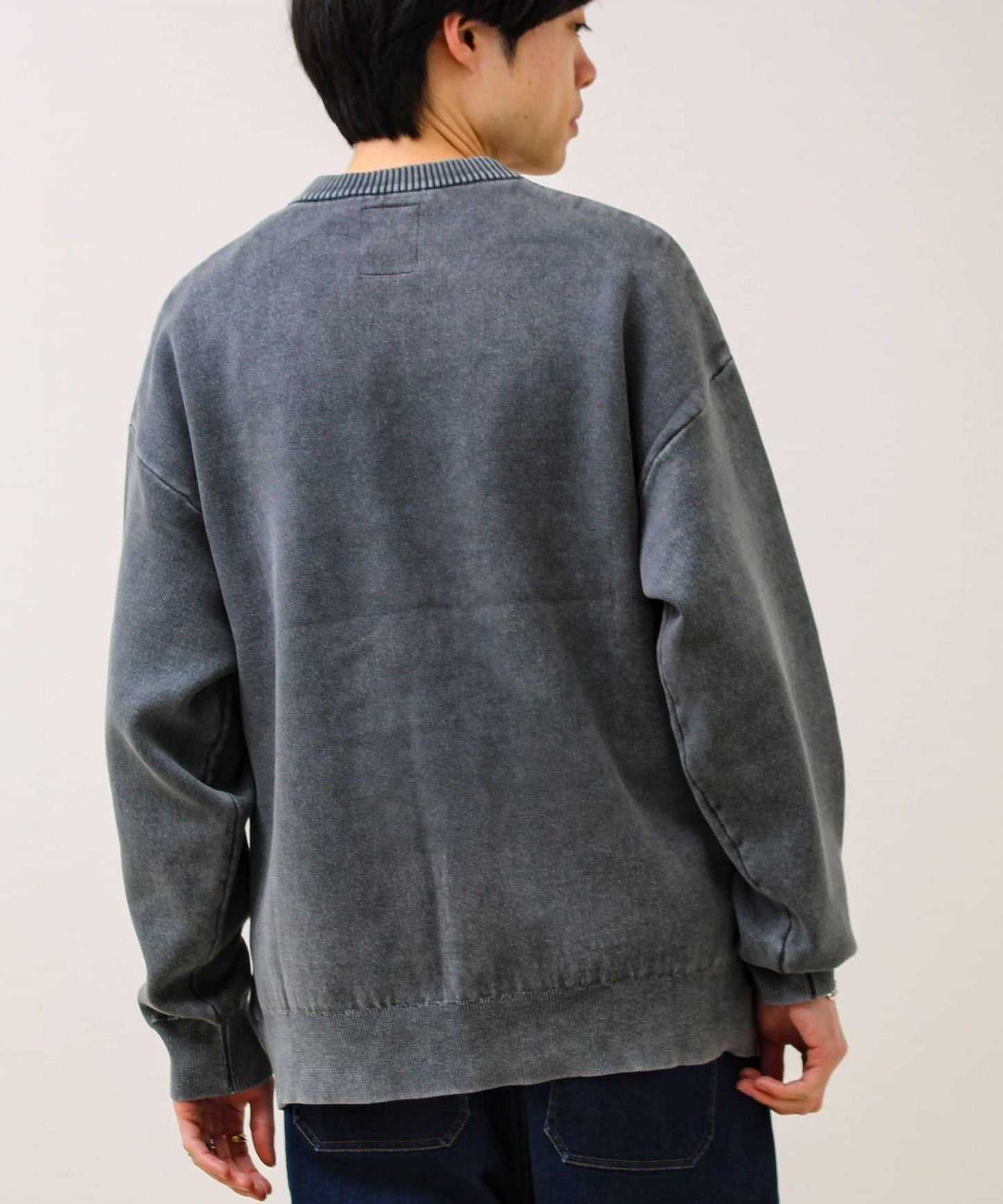 BOY徽標刺繡 雙面 做舊 套頭針織衫