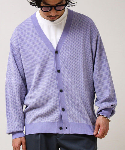 清爽觸感 V領 鳥眼紋 crunchy 針織開衫