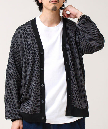 清爽觸感 V領 鳥眼紋 crunchy 針織開衫