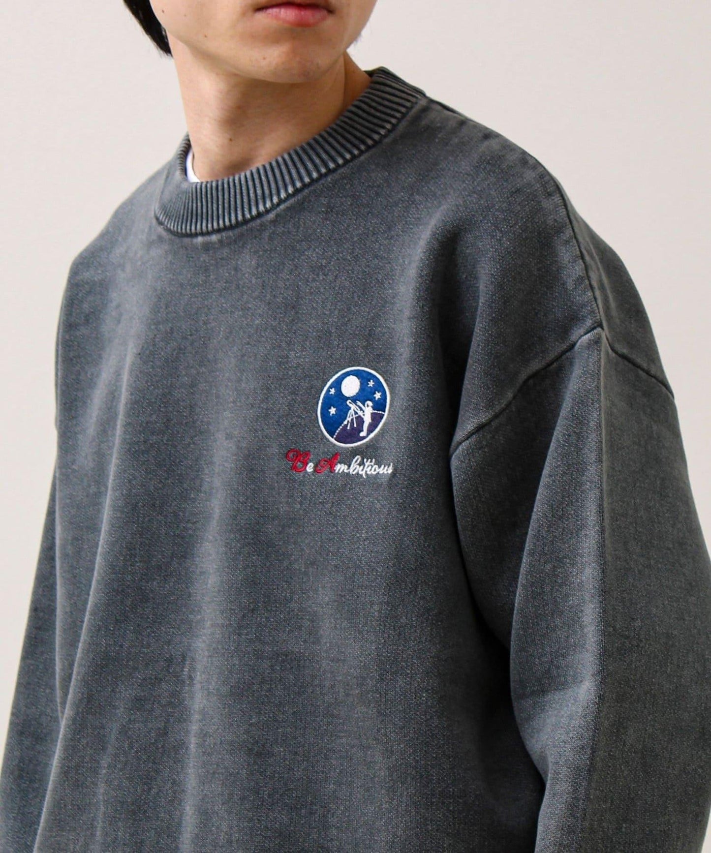 BOY徽標刺繡 雙面 做舊 套頭針織衫