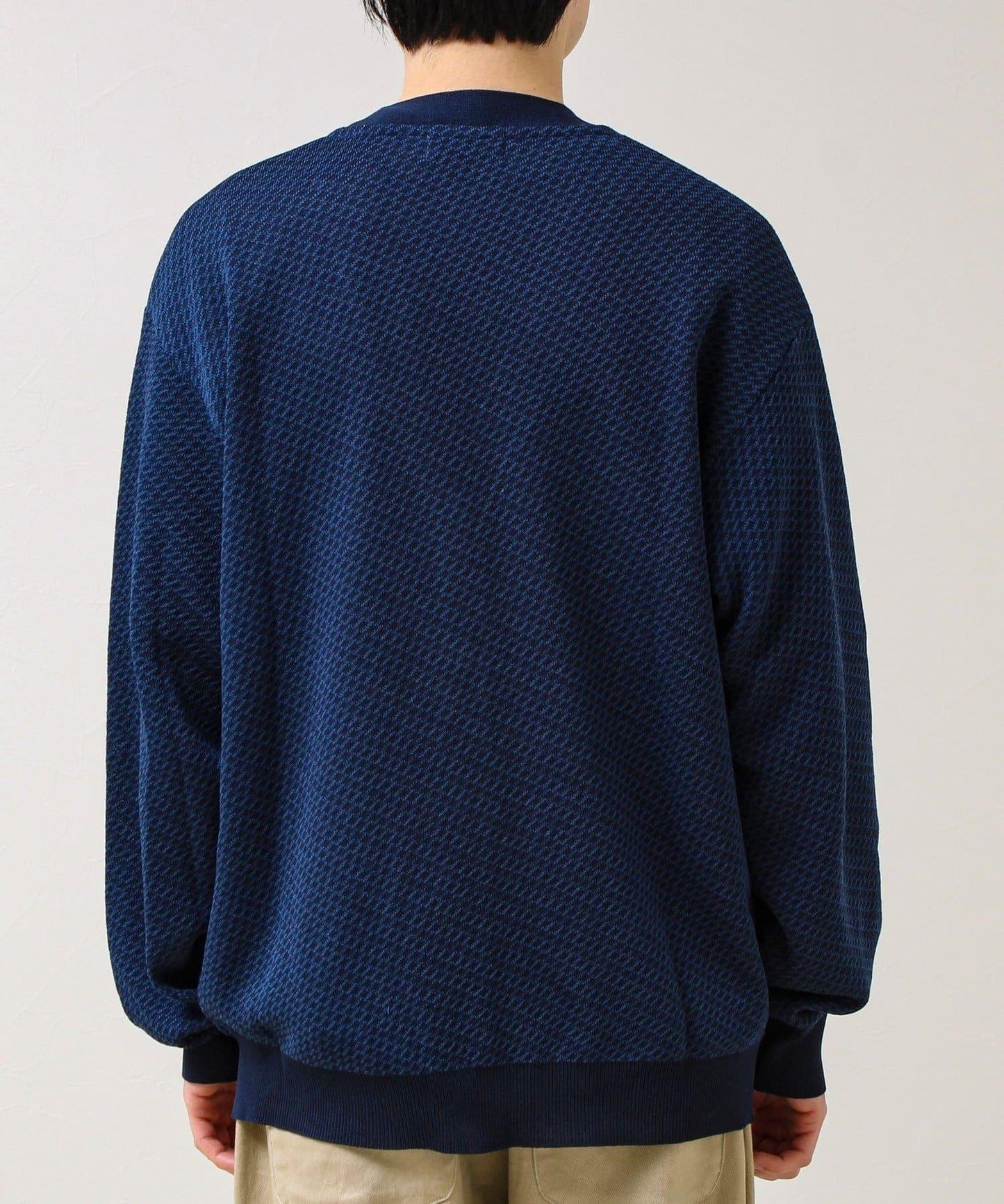 清爽觸感 V領 鳥眼紋 crunchy 針織開衫