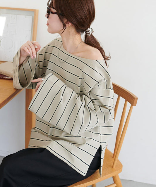 2WAY 單肩條紋套頭衫
