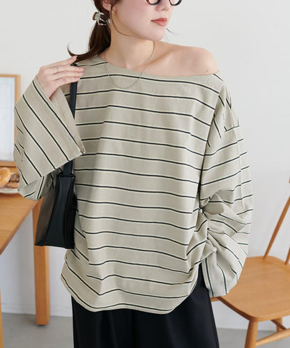 2WAY 單肩條紋套頭衫