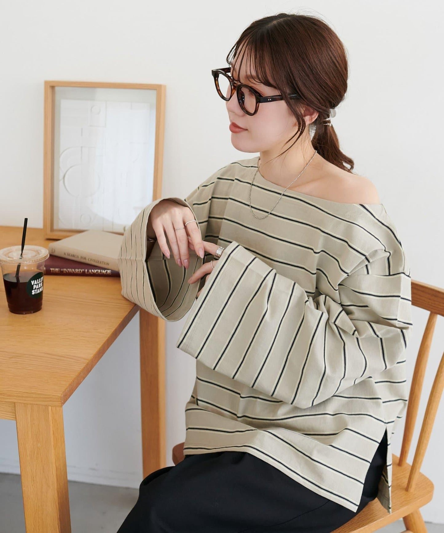 2WAY 單肩條紋套頭衫