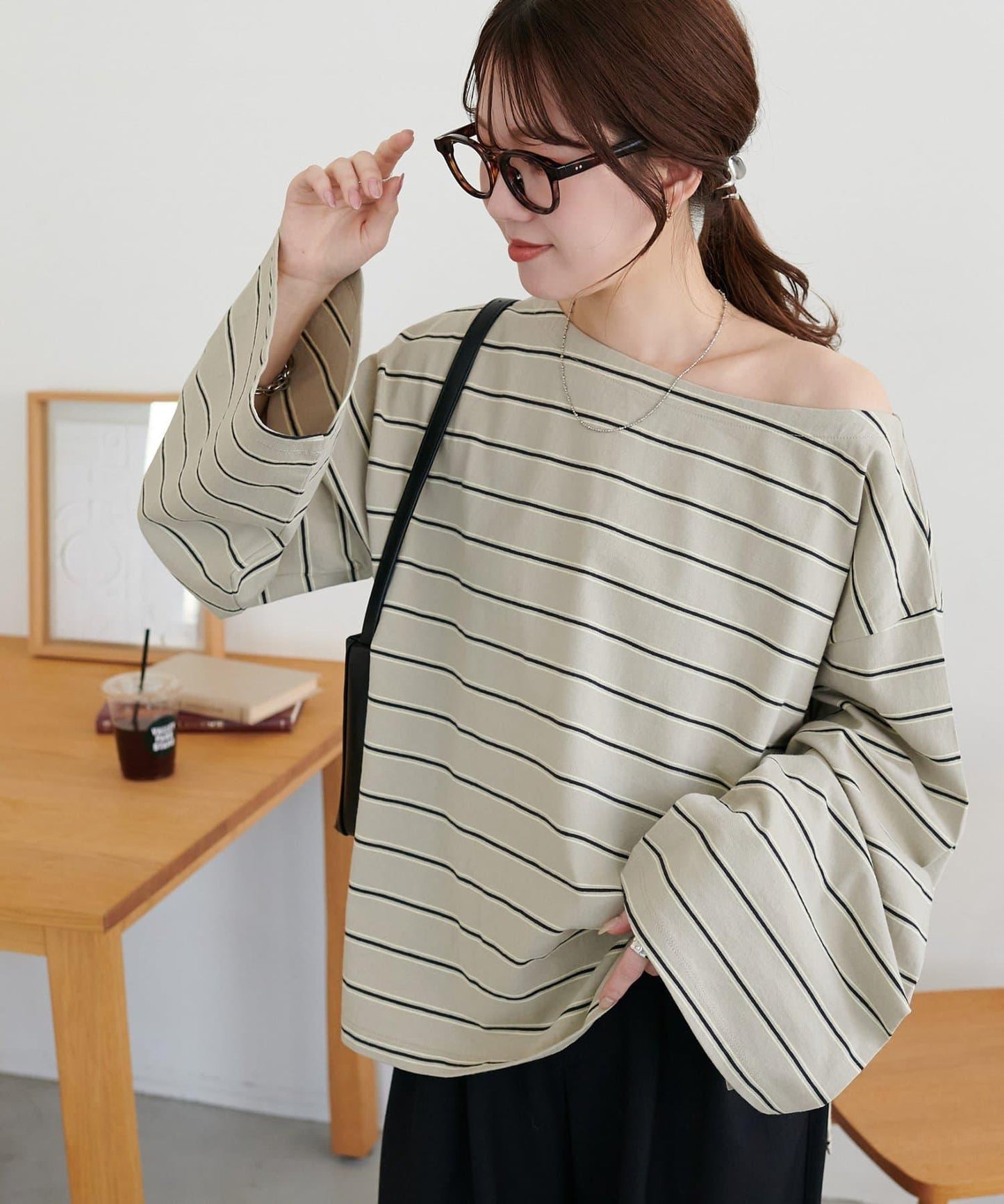 2WAY 單肩條紋套頭衫