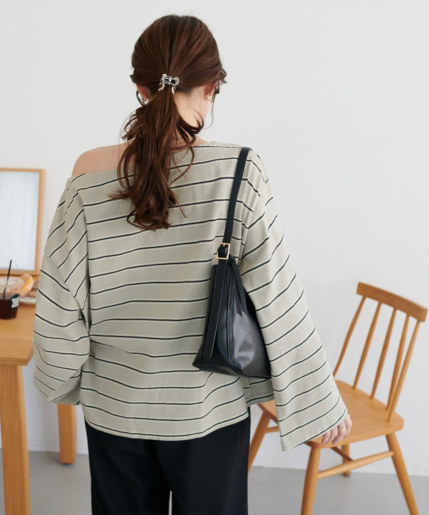 2WAY 單肩條紋套頭衫