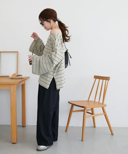 2WAY 單肩條紋套頭衫