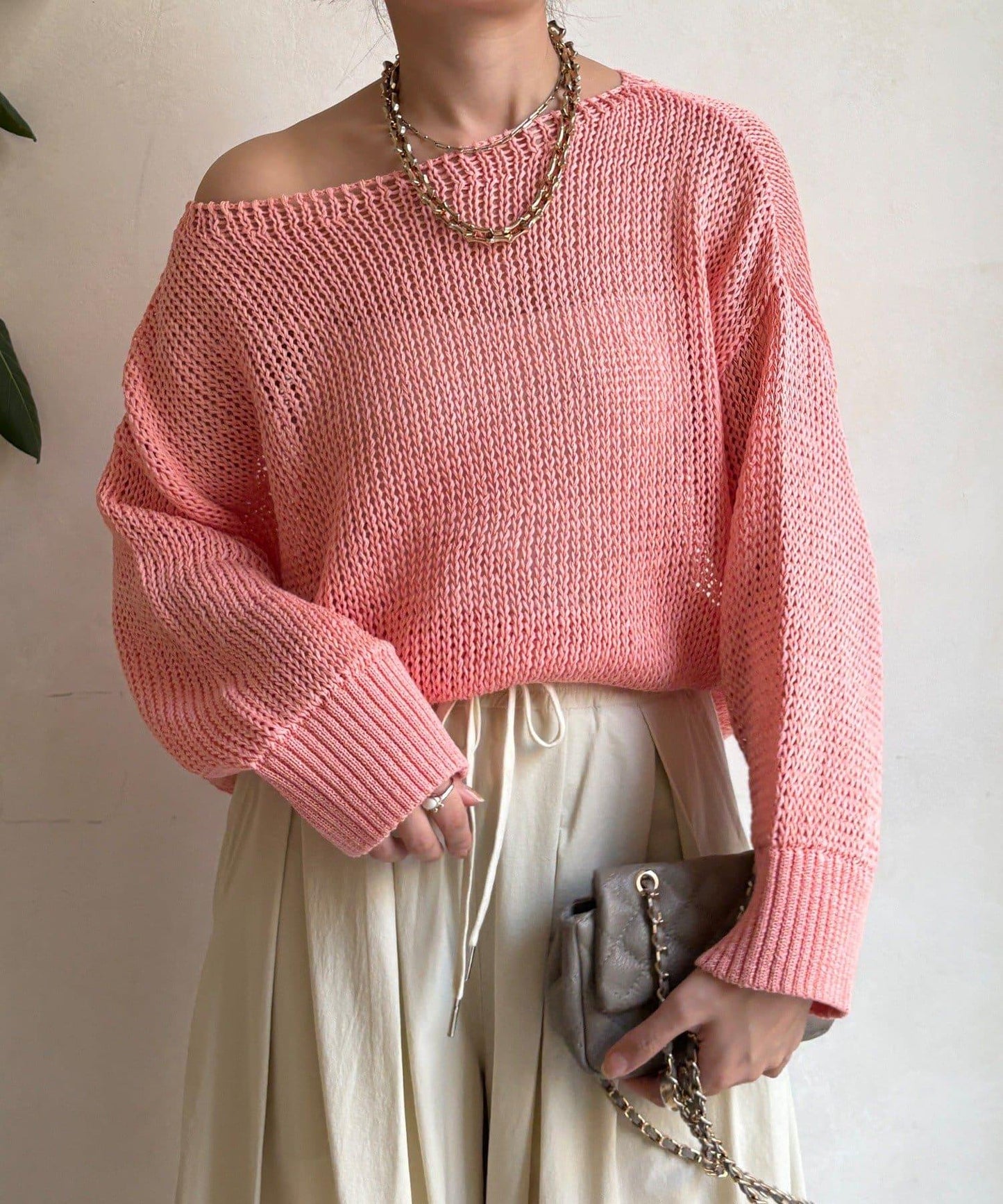 低密度棉針織套頭衫