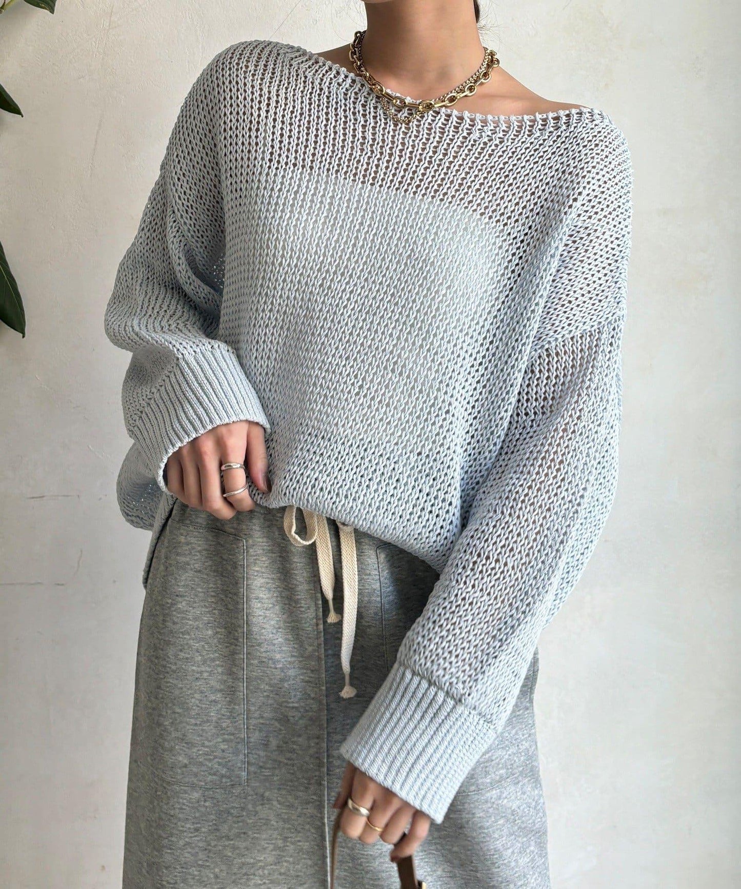 低密度棉針織套頭衫