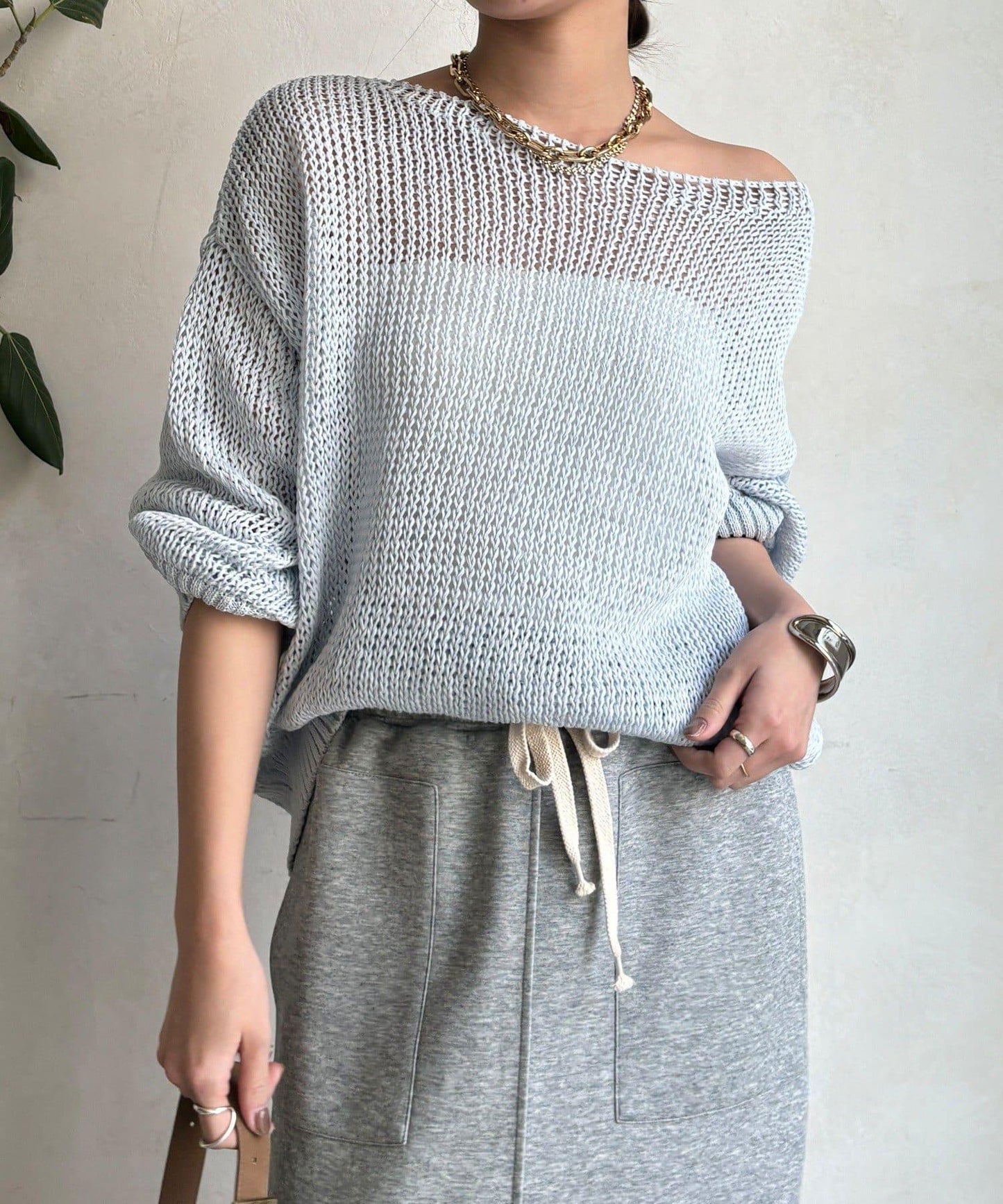 低密度棉針織套頭衫