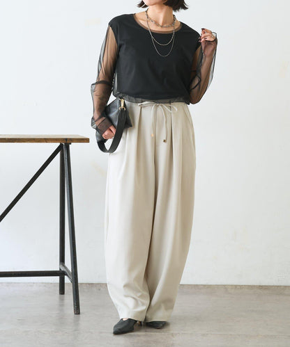 網紗拼接針織打底上衣