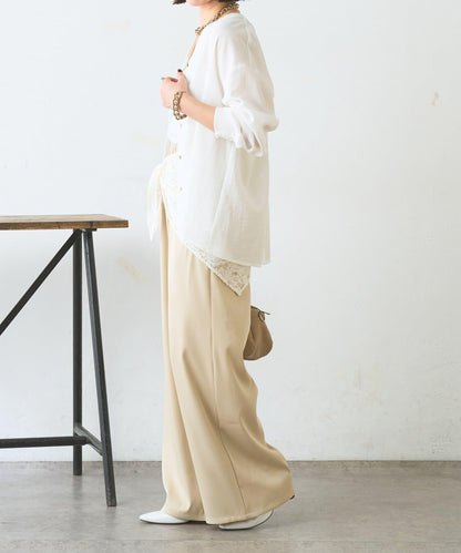 配色開衩開領襯衫