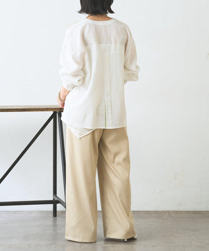 配色開衩開領襯衫