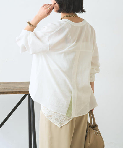 配色開衩開領襯衫