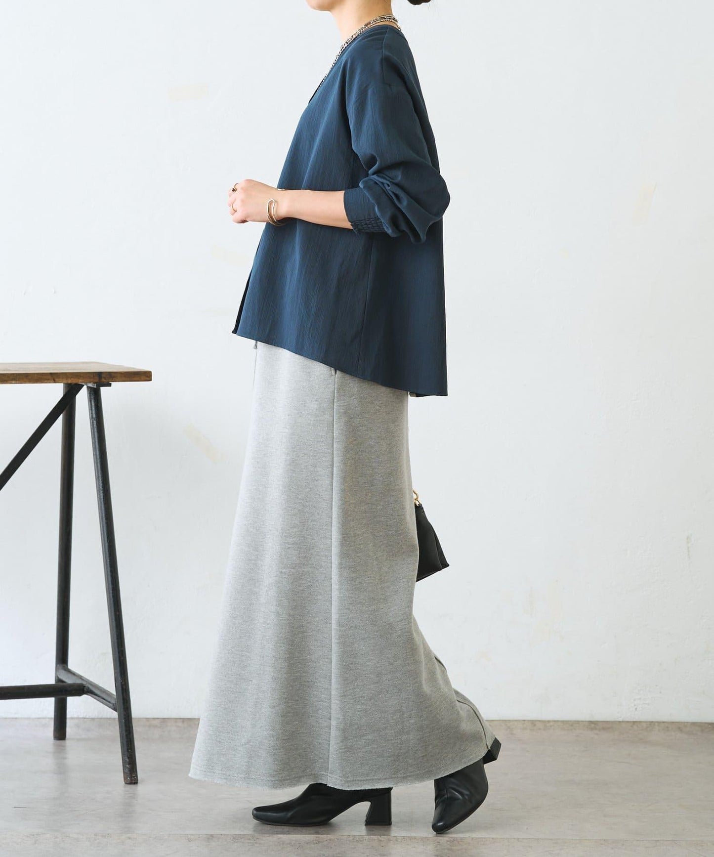 配色開衩開領襯衫