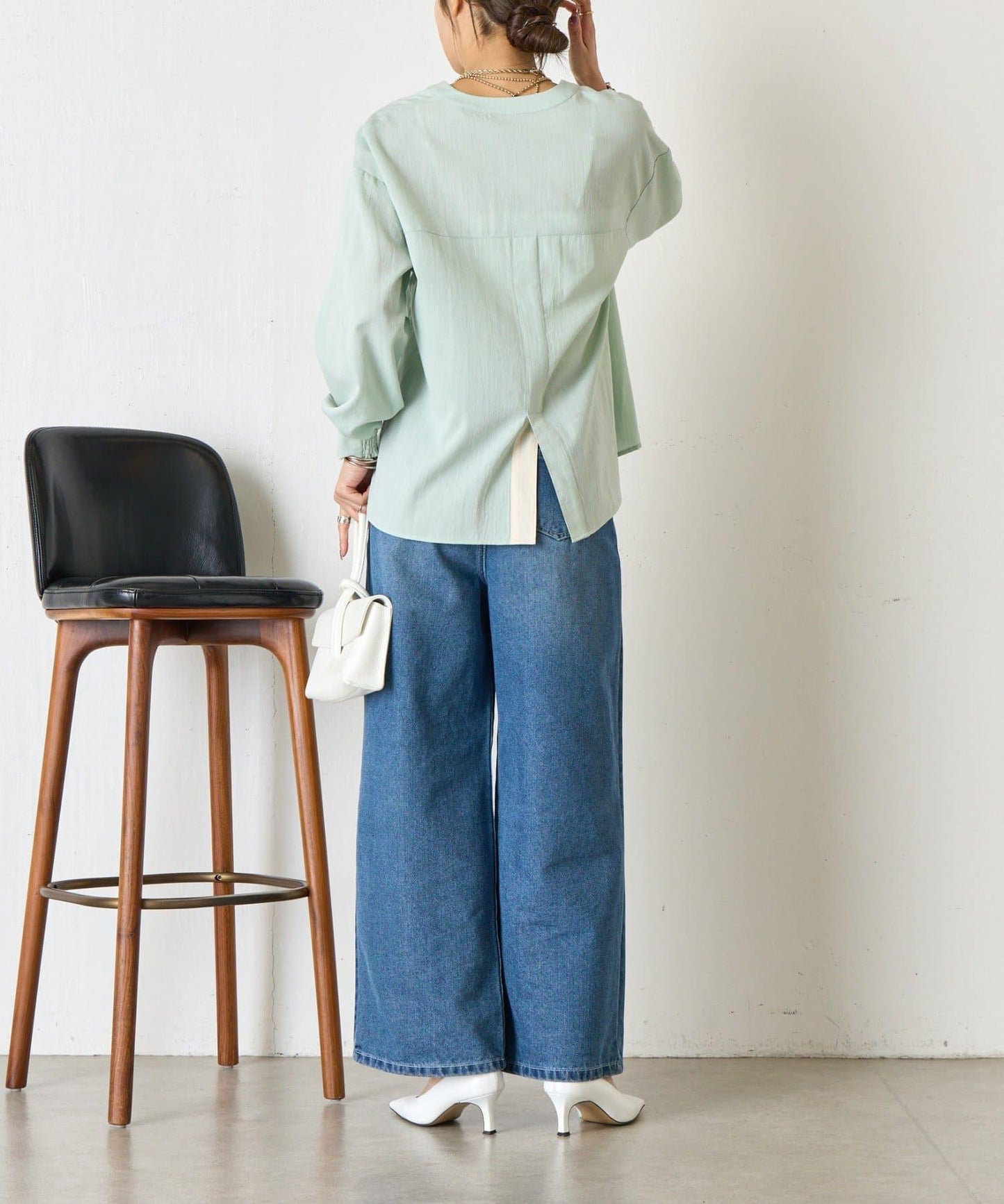 配色開衩開領襯衫